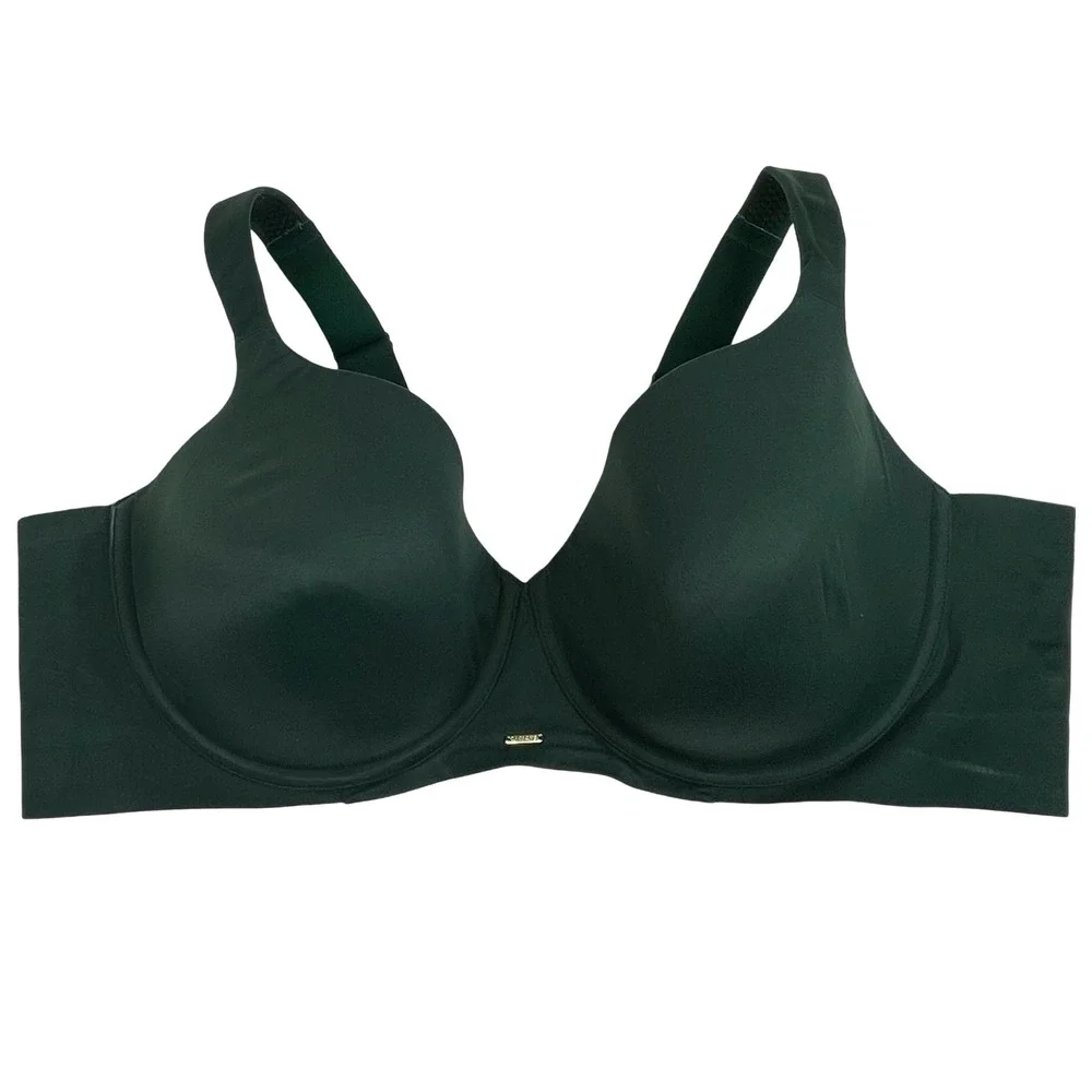 Cacique Lightly Lined Balconette Bra Women 48D‎ Green Underwire Smoothing Wings